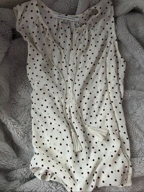 Collective Concepts Cream Blouse with Burgundy Polka Dots